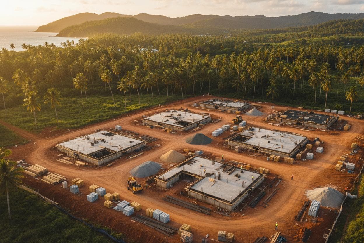 Pemandangan lokasi konstruksi dari udara